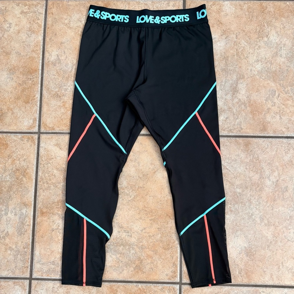 Love & Sports Black Leggings Size Large Full Length Activewear Pants - Picture 10 of 10